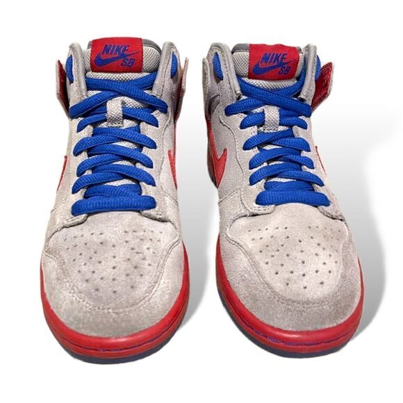 Nike SB Dunk High Medium Grey Varsity Red Old Royal - Picture 12 of 12